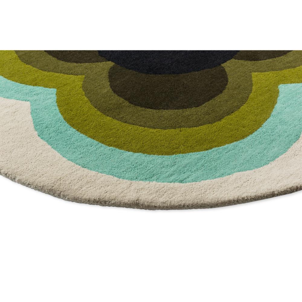 round green and blue flower rug detailed image - House