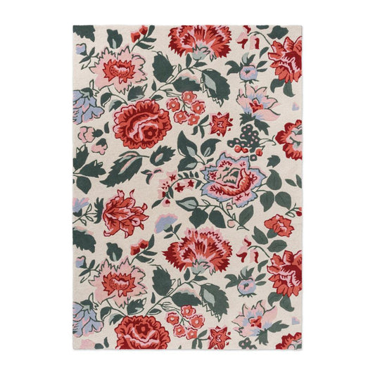 Laura Ashley Wendling Floral Rug Poppy Red - House