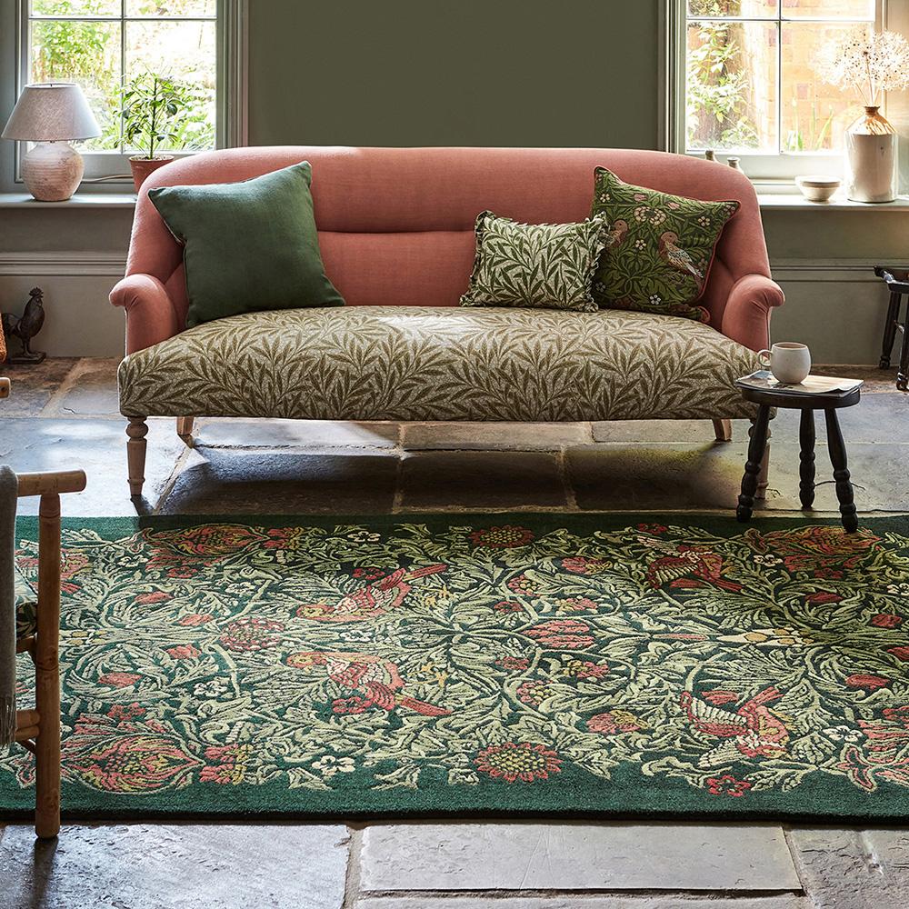 Morris & Co Bird Rug Tump Green