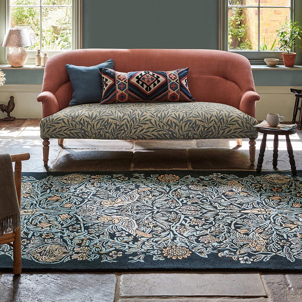 Morris & Co Bird Rug Webb's Blue