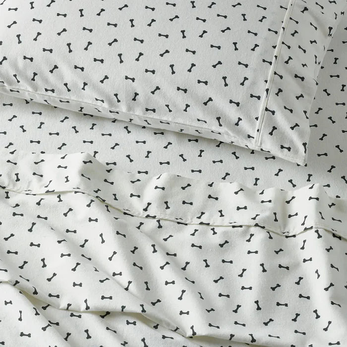 Lorraine Lea Flannelette Double Bed Sheet Set Bones