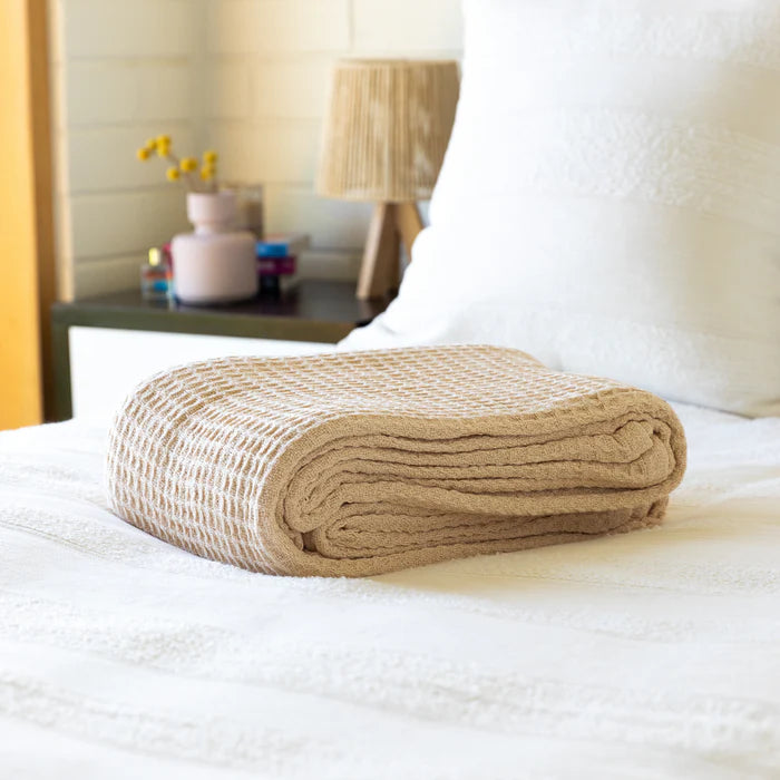 Lorraine Lea Cotton Blanket Natural