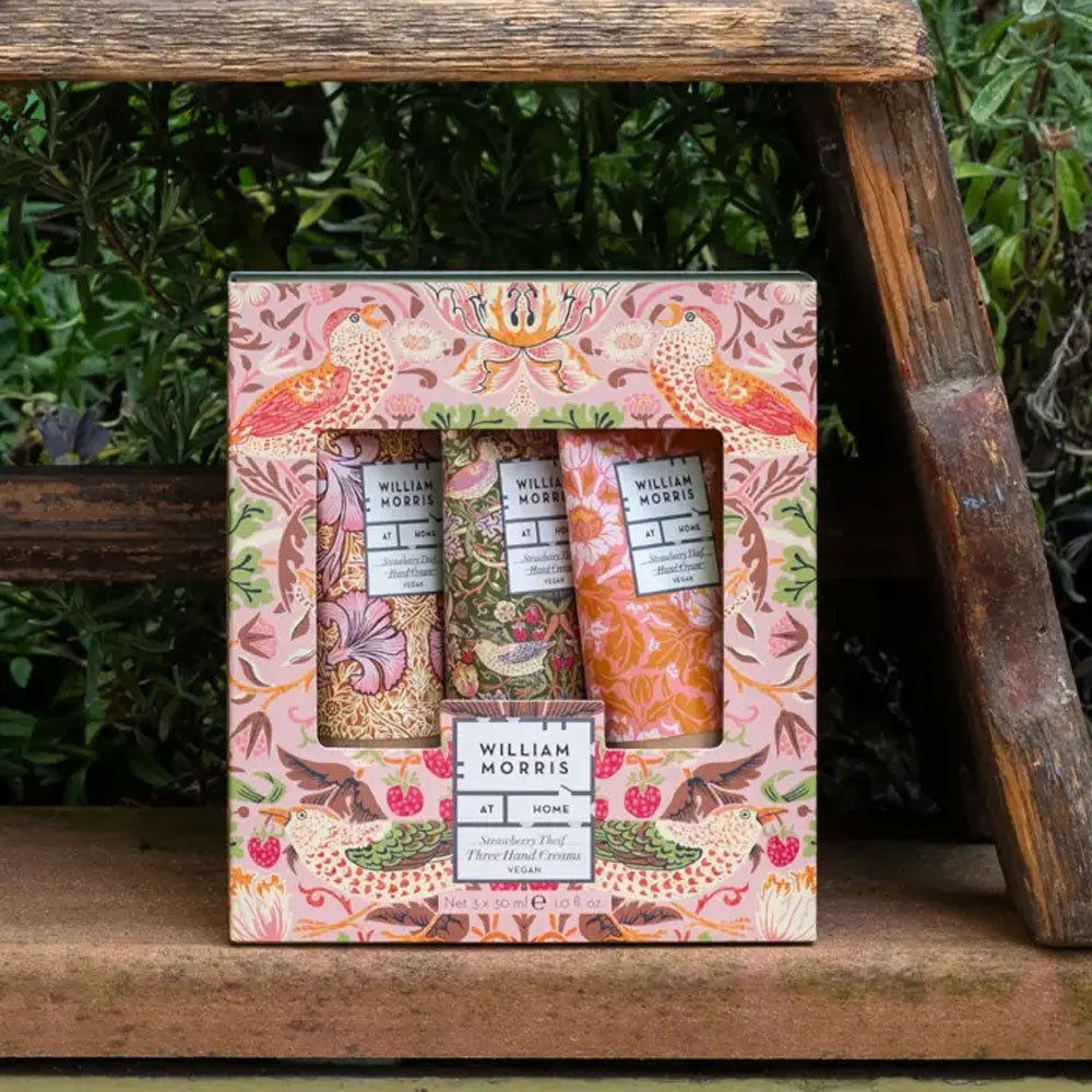 Heathcote & Ivory William Morris at Home The Voyager Strawberry Thief Hand Cream Trio