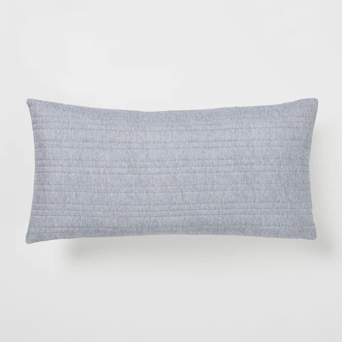 Rectangular blue pillow on a white background