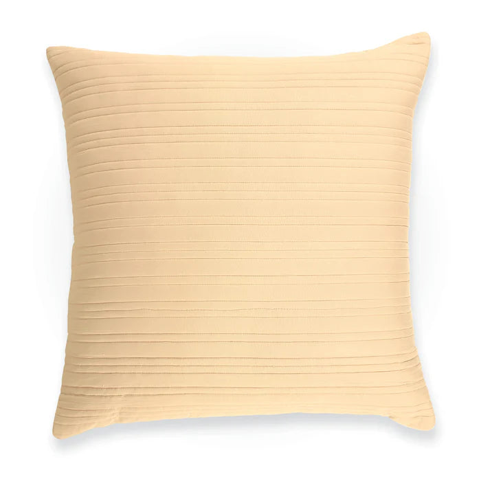 Beige pleated pillow on a white background