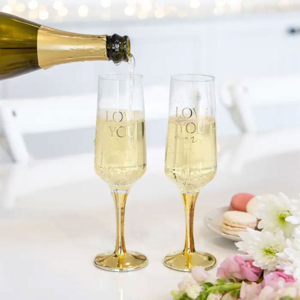 Splosh Set Of 2 Love You Champagne Flutes