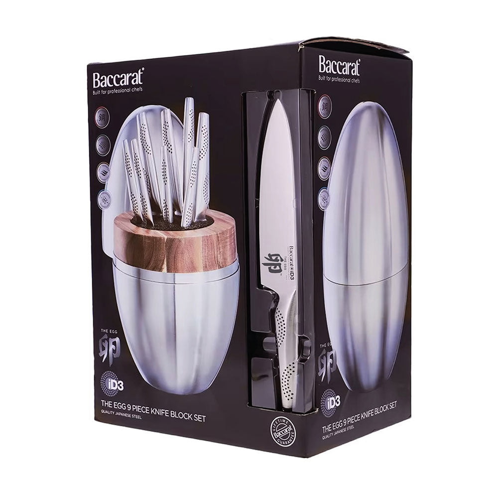 Personalisation For THE EGG by Baccarat iD3 9 Piece Stainless Steel Knife Block