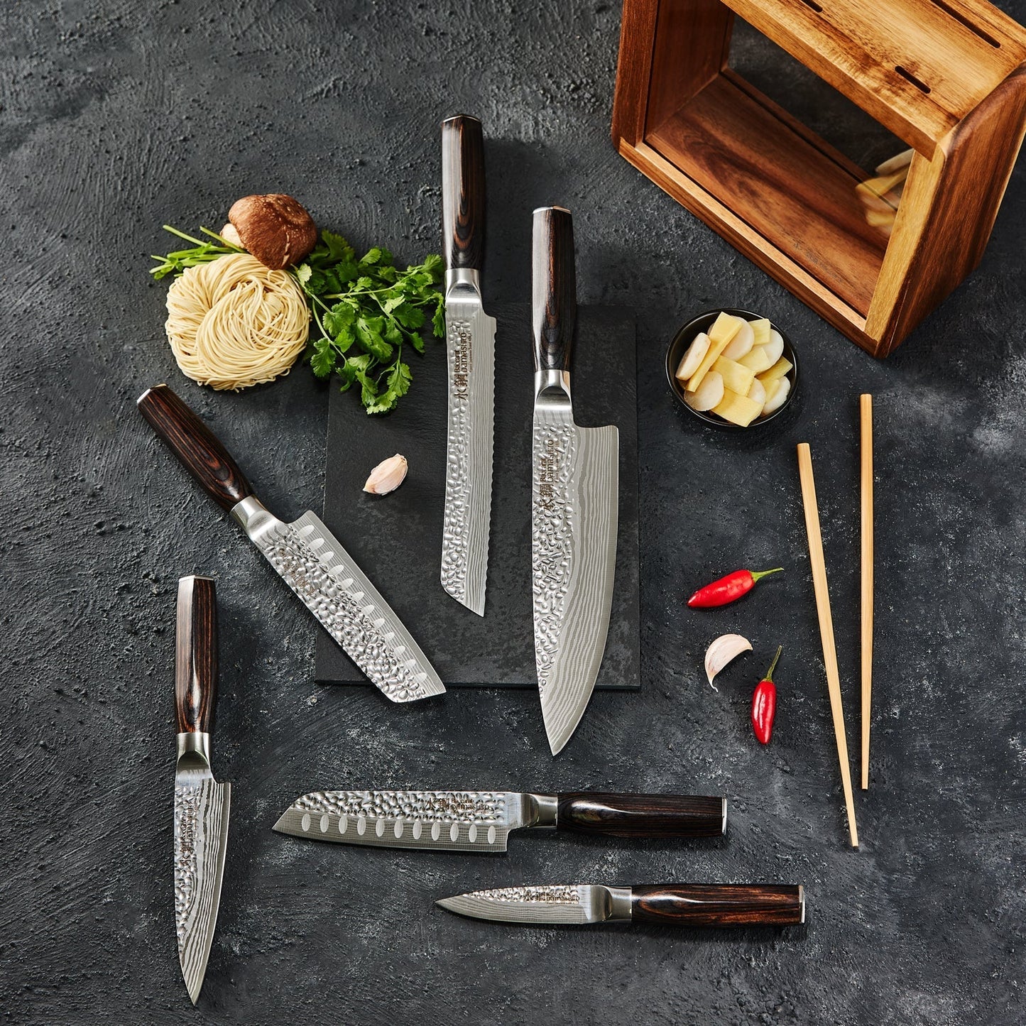 Personalisation For Baccarat Damashiro EMPEROR Mokuzai 7 Piece Knife Block