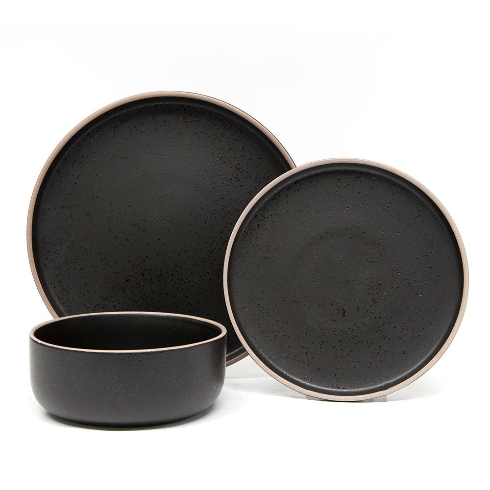 Salt & Pepper Hana 12 Piece Stoneware Dinner Set Black