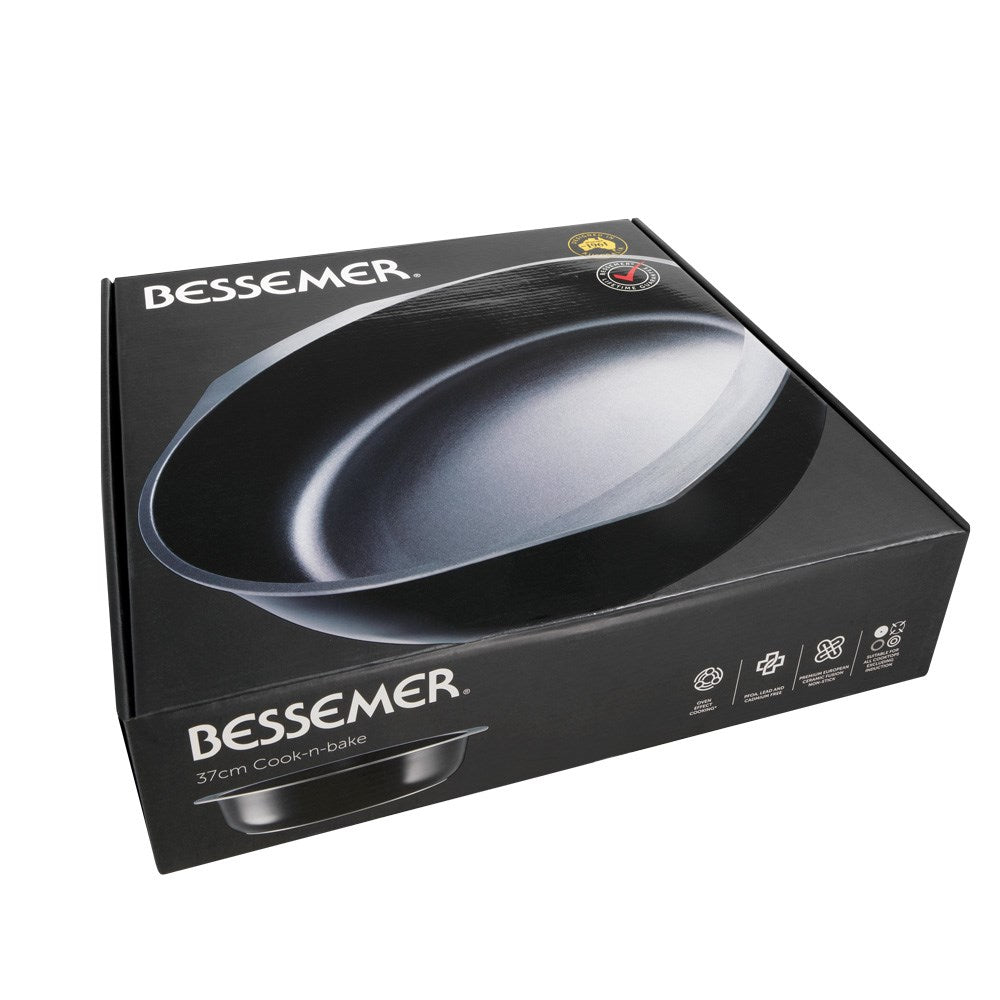 Bessemer Non Stick Round Cook n Bake 37cm Black