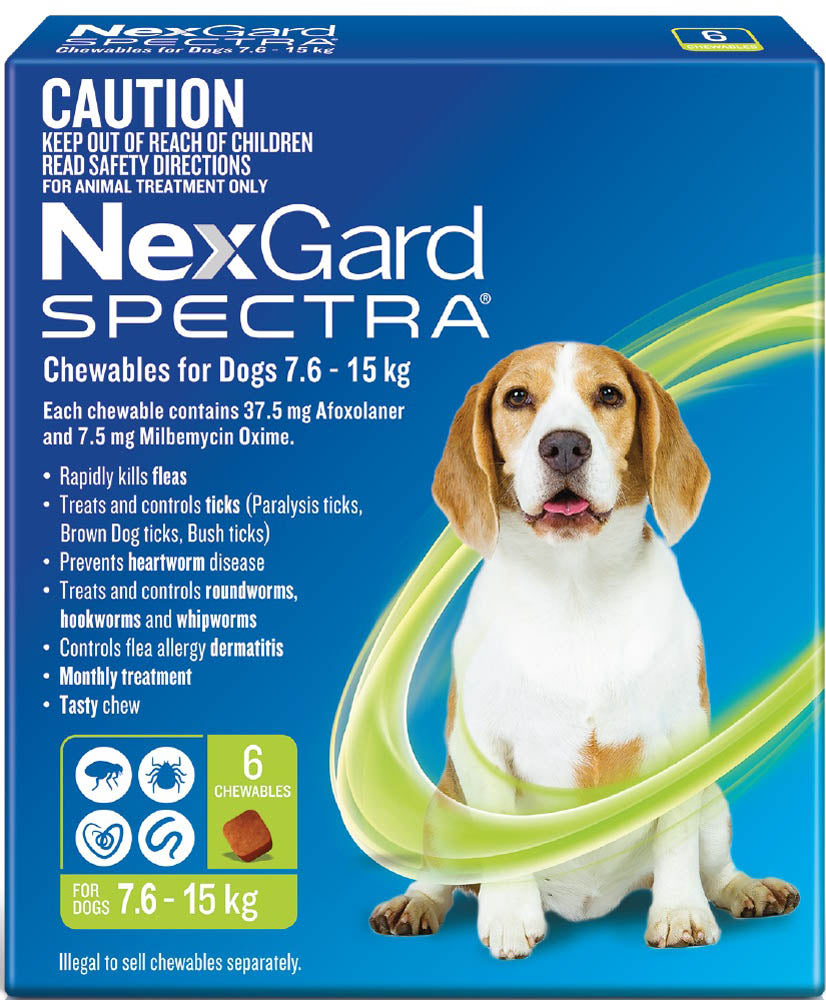 Nexgard Spectra Green For Medium Dogs 7.6 -15kg