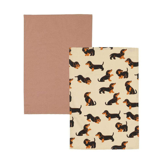 Ambrosia Set of 2 Cotton Tea Towel Dachshund