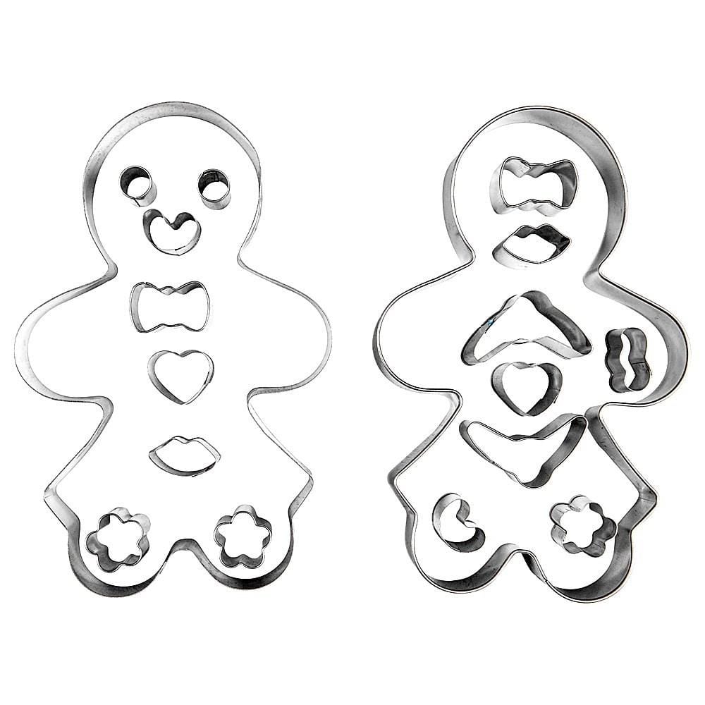 Soffritto Christmas 17 Piece Gingerbread Couple Cookie Cutter & Decorator Set