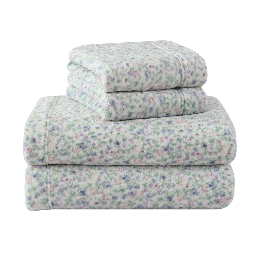 Laura Ashley Emogene Flannel Fleece Sheet Set Heather