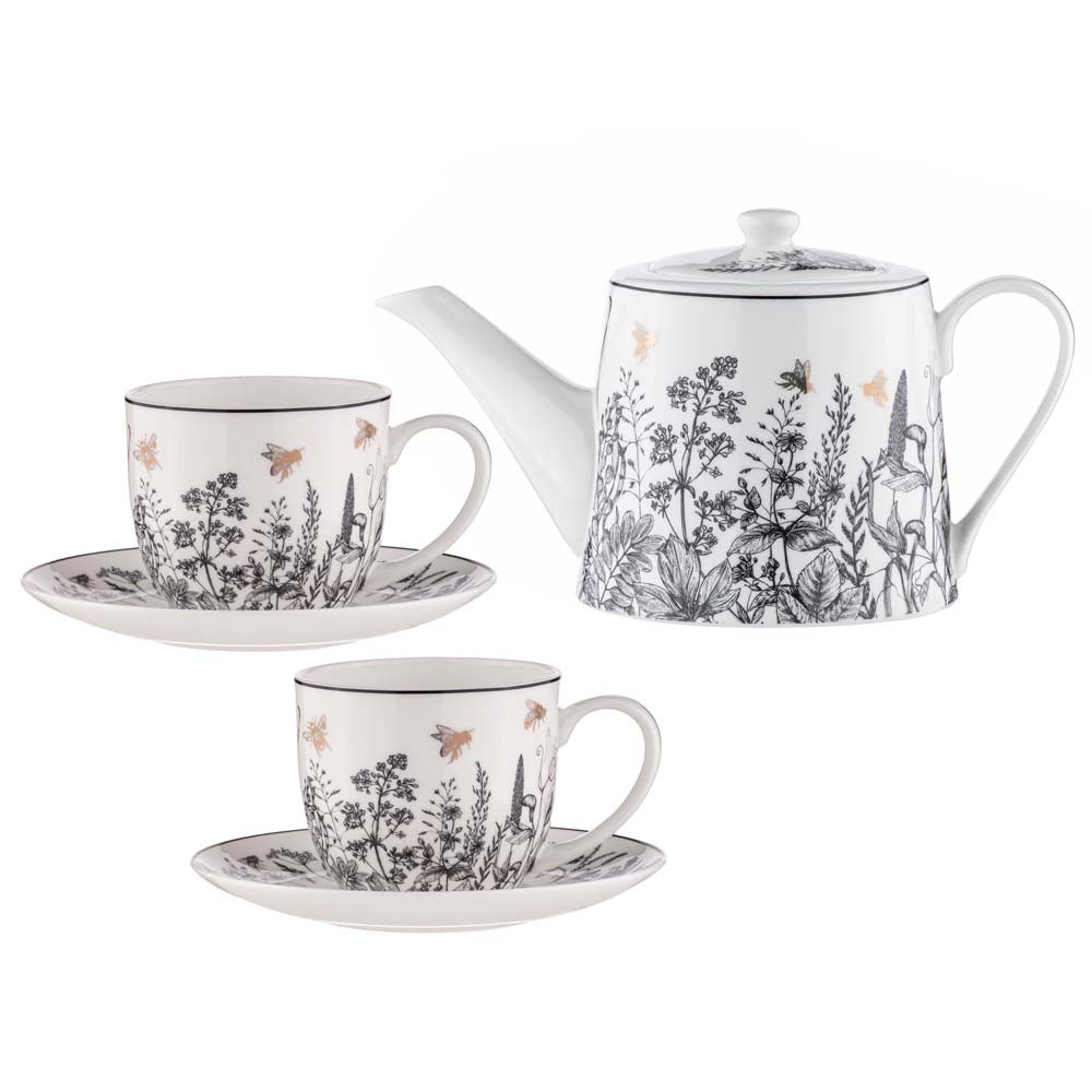 Ashdene Queen Bee Teapot & 2 Teacup Set