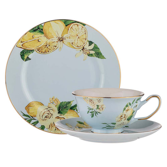 Ashdene Citrus Blooms Trio Cup Saucer & Plate Set