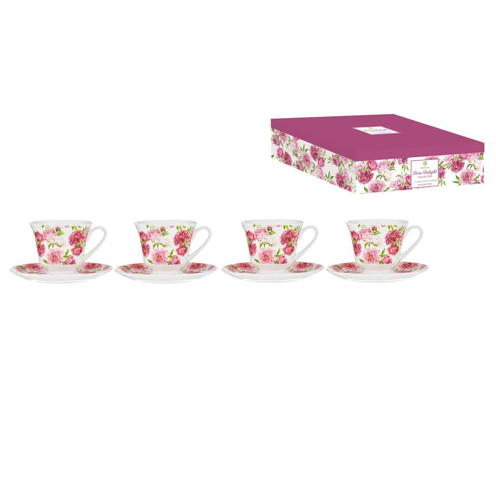 Ashdene Rose Delight 4 Piece Cup & Saucer Set