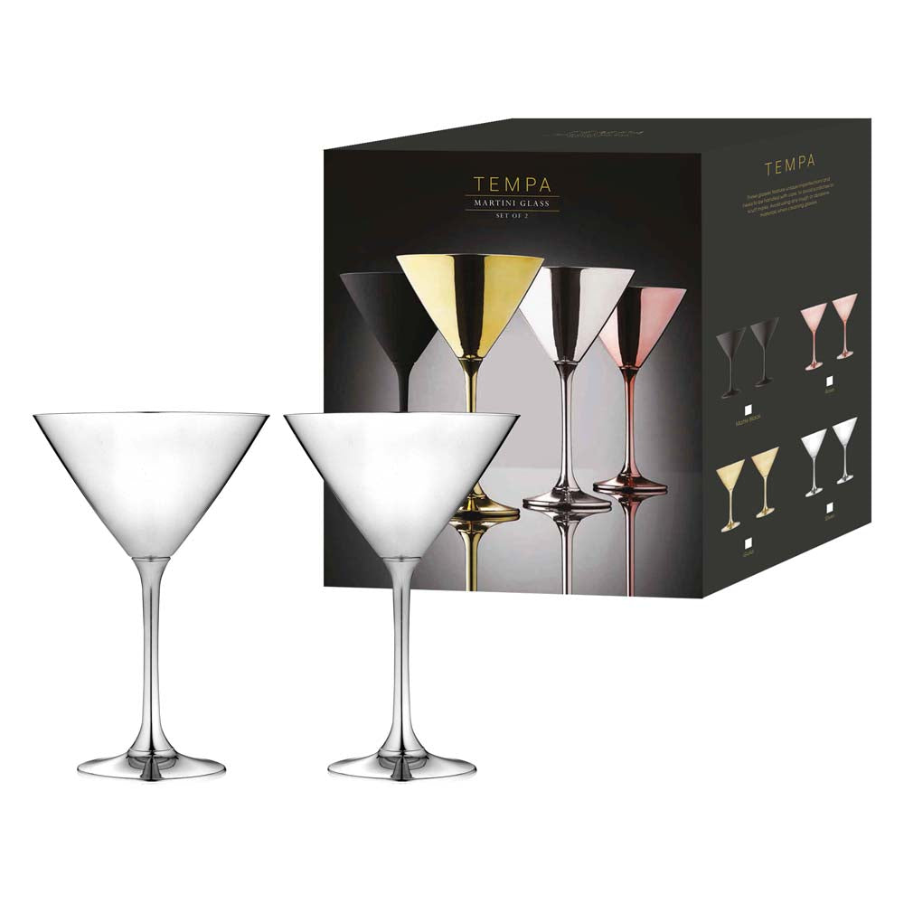 Tempa Aurora Set of 2 Martini Glasses Silver