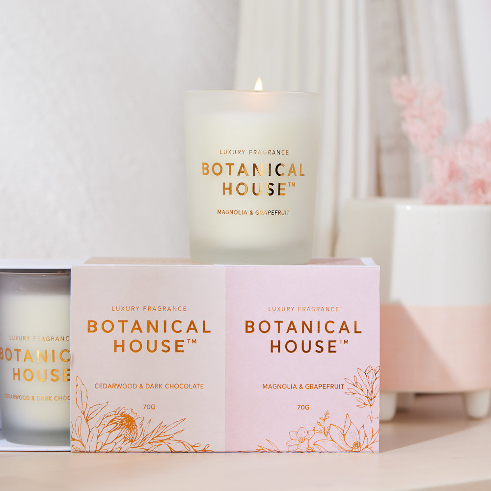 Botanical House 2 Pack Candle - Magnolia & Grapefruit/Cedarwood & Dark Chocolate