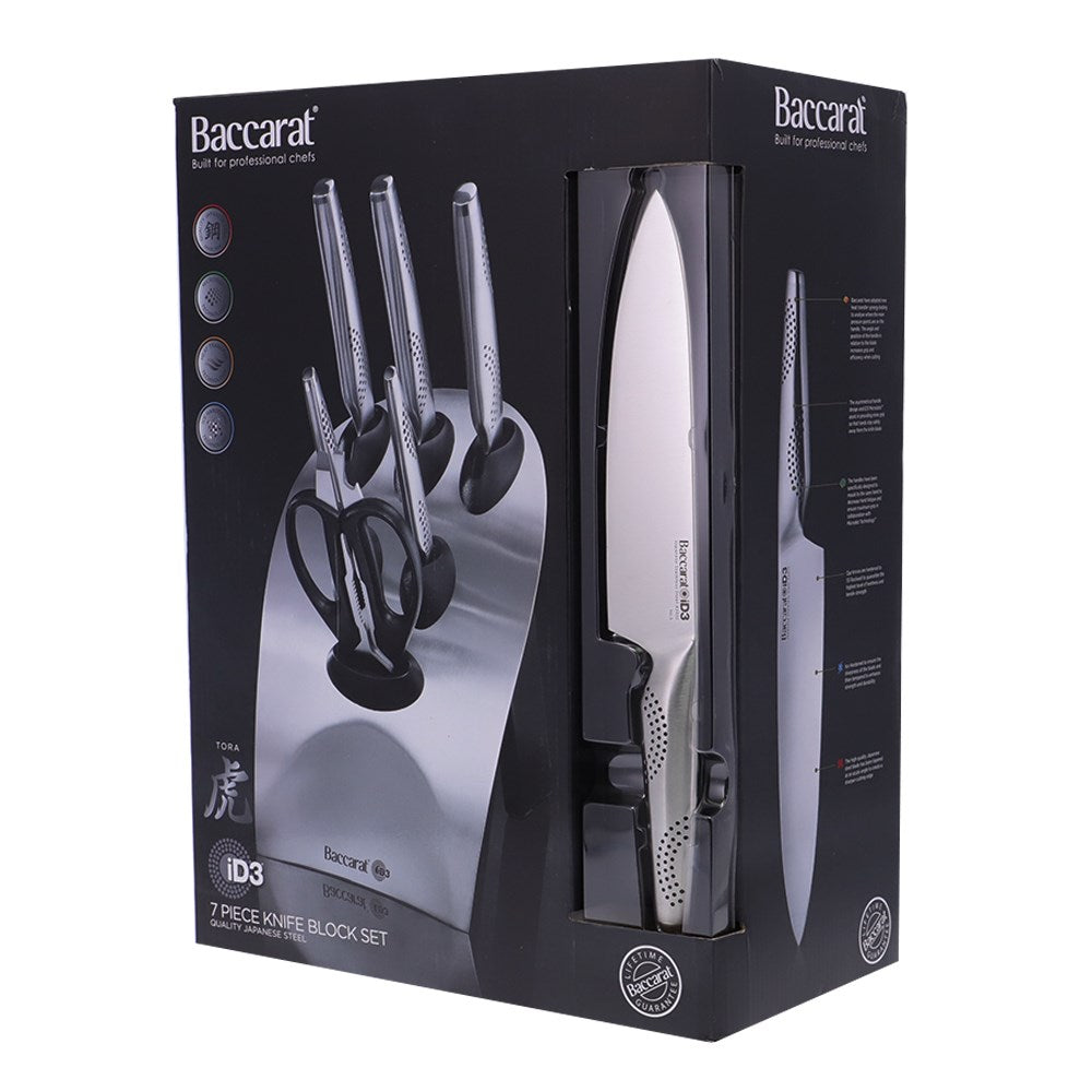 Personalisation For Baccarat iD3 Tora Japanese Steel 7 Piece Knife Block