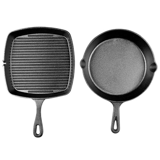 GRYLT Cast Iron Grill Pan 26cm & Frying Pan 25cm Set