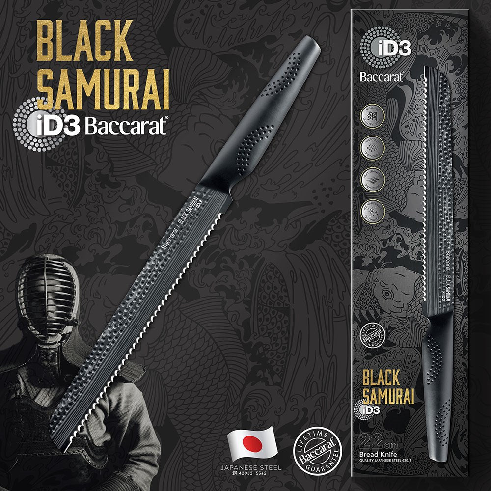 Personalisation For Baccarat iD3 Black Samurai Bread Knife 22cm