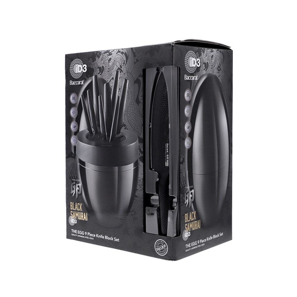 Personalisation For THE EGG by Baccarat iD3 Black Samurai Knife Block 9 Piece