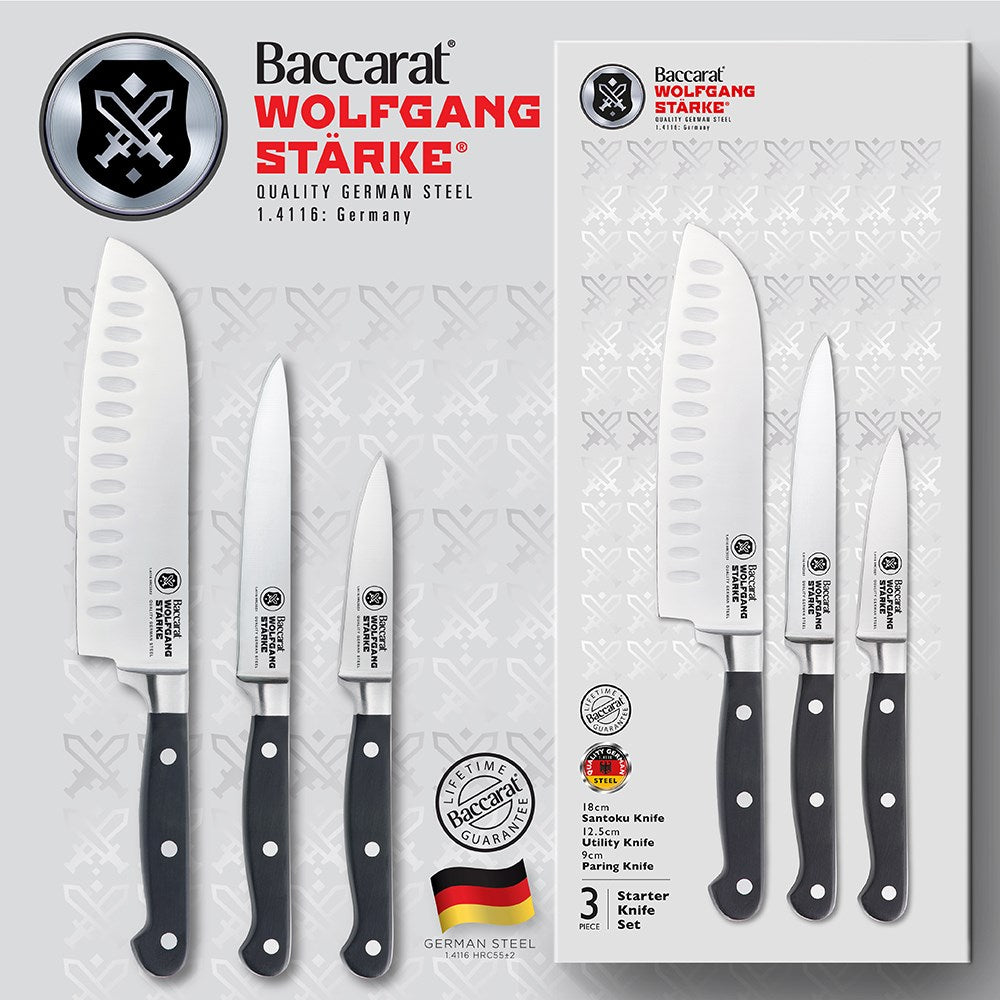 Baccarat WOLFGANG STARKE 3 Piece Stainless Steel Kitchen Knife Starter Set