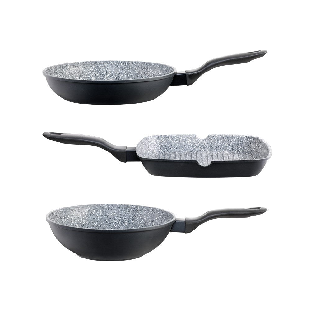 Baccarat STONEX2 Ceramic Non Stick Grill, Fry & Wok Tri Pack 28cm