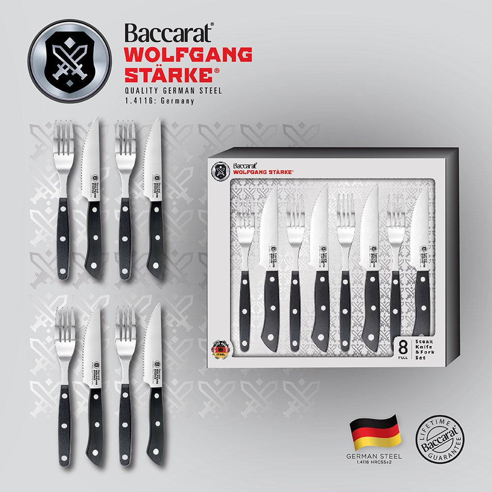 Baccarat WOLFGANG STARKE 8 Piece Steak Knife & Fork Set