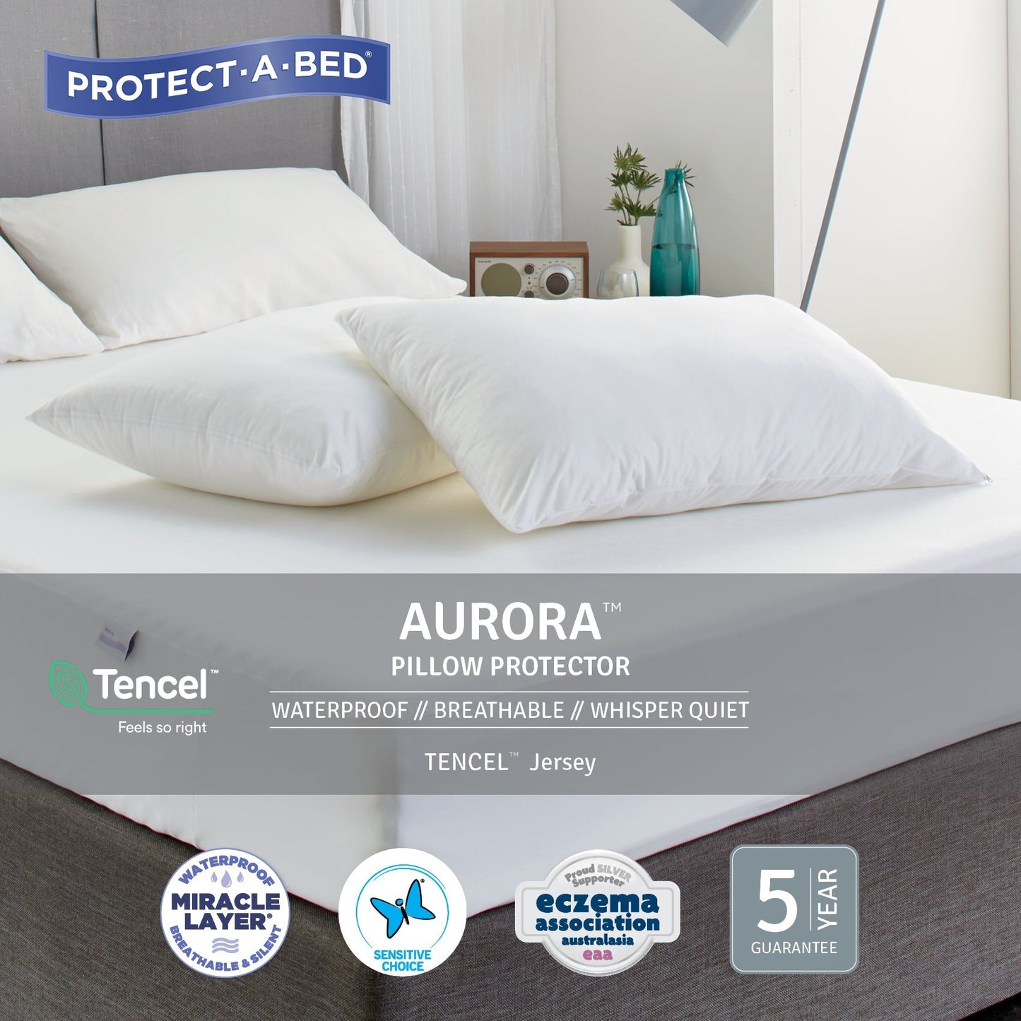 Protect-A-Bed Aurora TENCEL Waterproof Standard Twin Pack Pillow Protectors