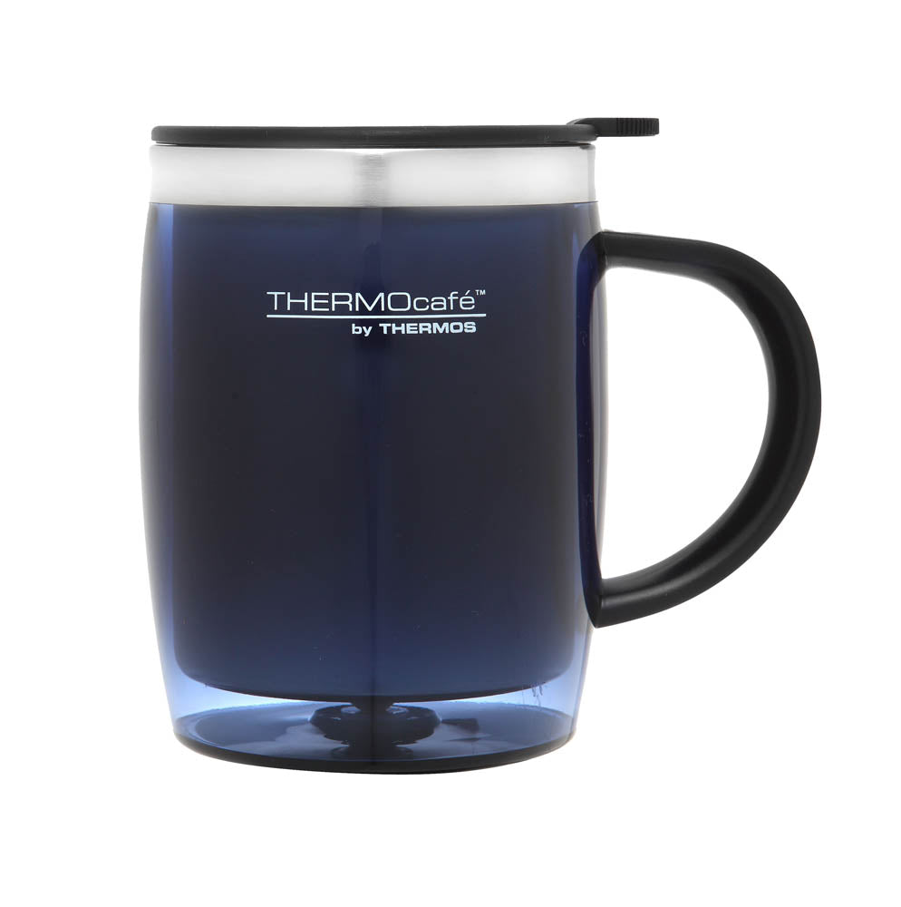 Thermos Stainless Steel Inner Plastic Outer Desk Mug Blue 450ml