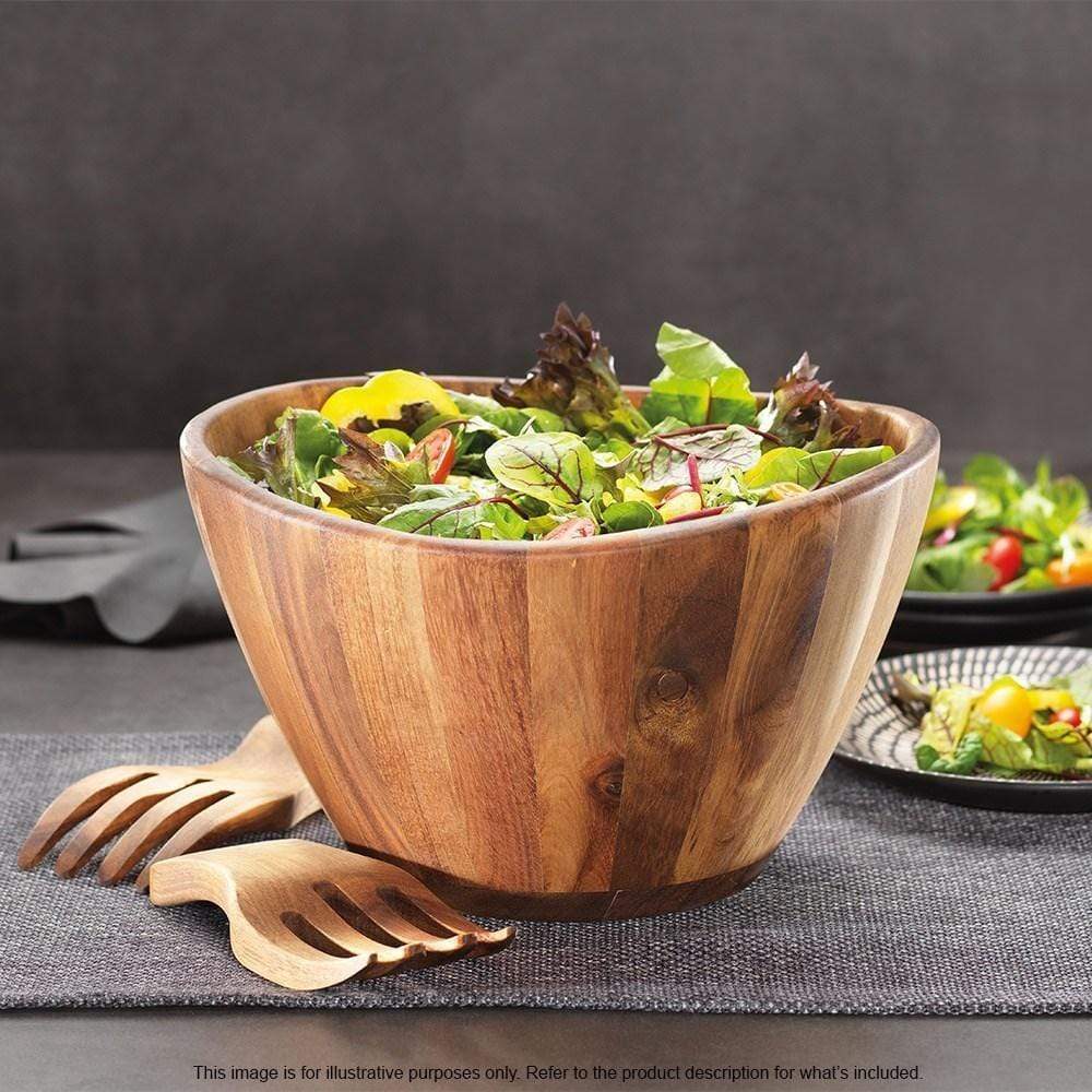 Alex Liddy Acacia Salad Bowl with Claw Servers 30cm