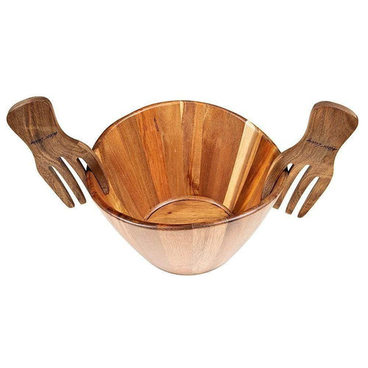 Alex Liddy Acacia Salad Bowl with Claw Servers 30cm