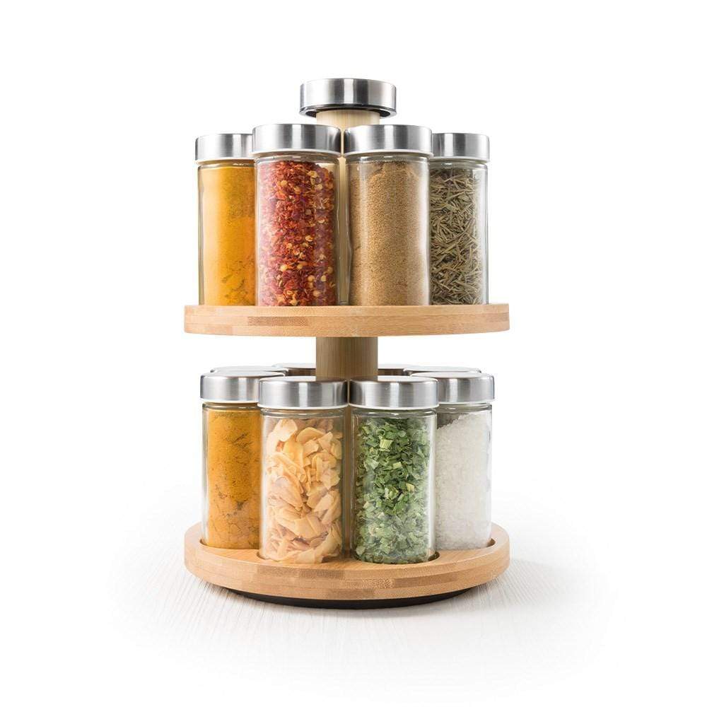 Baccarat Spice Market Essence Rotating 16 Jar Bamboo Spice Rack