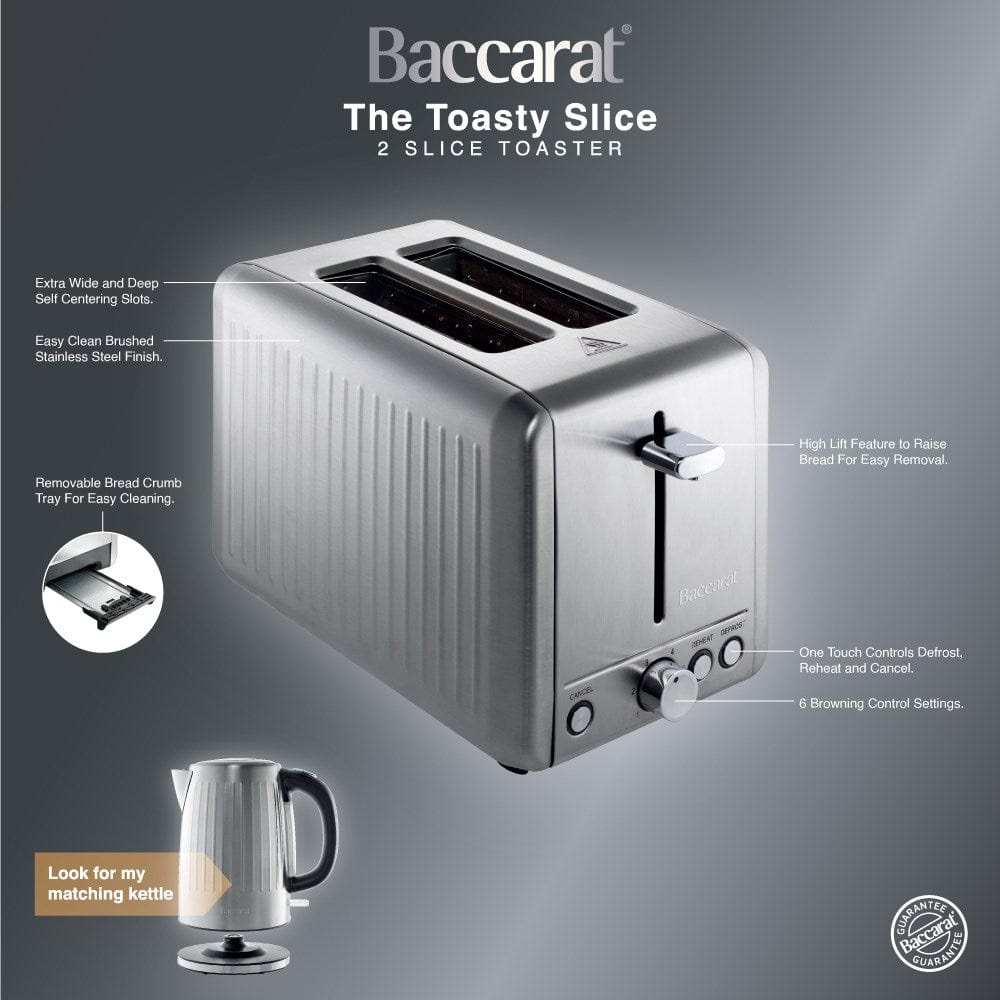 Baccarat The Toasty Slice 2 Slice Toaster Silver