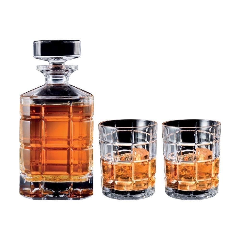 Cellar Premium Luxe Crystal Glass 3 Piece Whisky Decanter Set 700ml/300ml