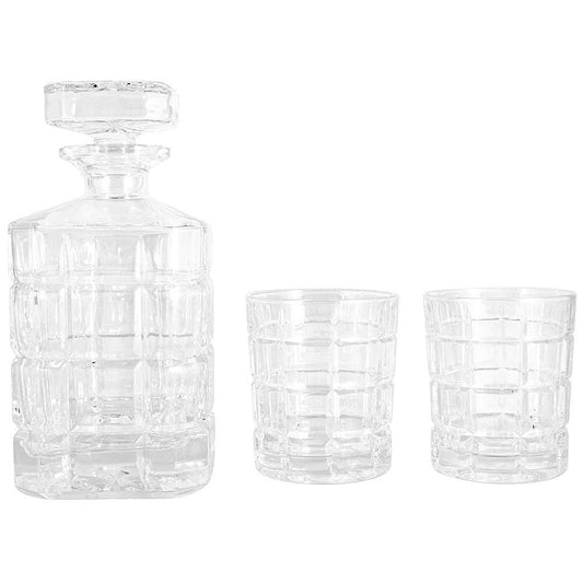 Cellar Premium Luxe Crystal Glass 3 Piece Whisky Decanter Set 700ml/300ml