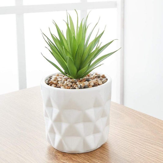 MyHouse Potted Faux Grass Plant White