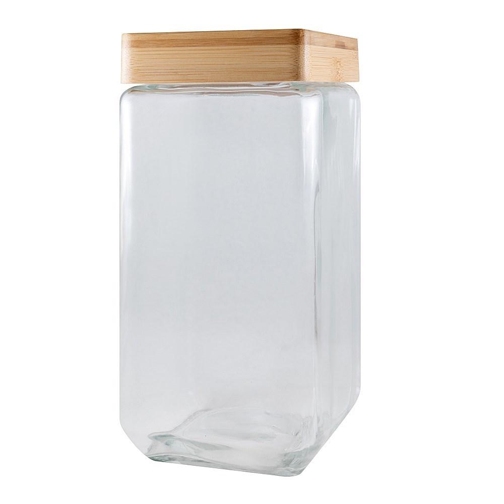 Scullery Bamboo & Glass Square Canister 2.1L