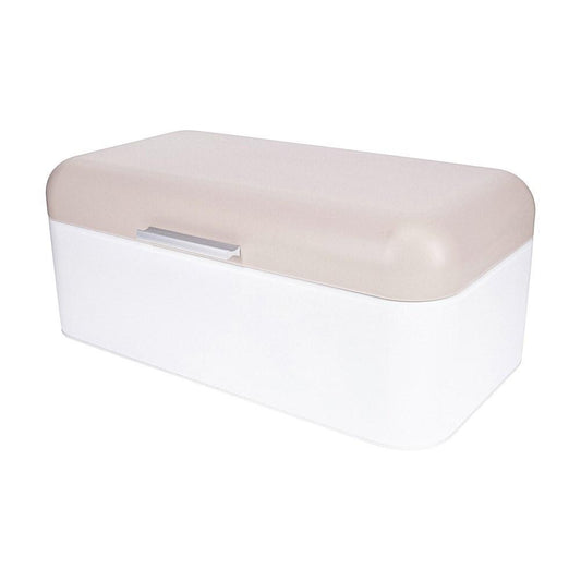 Scullery Stainless Steel Bread Bin White & Taupe