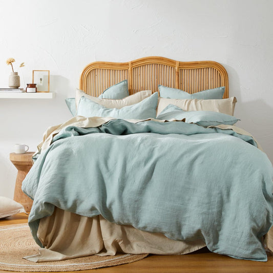 MyHouse Pure European Linen Quilt Cover Set Jade